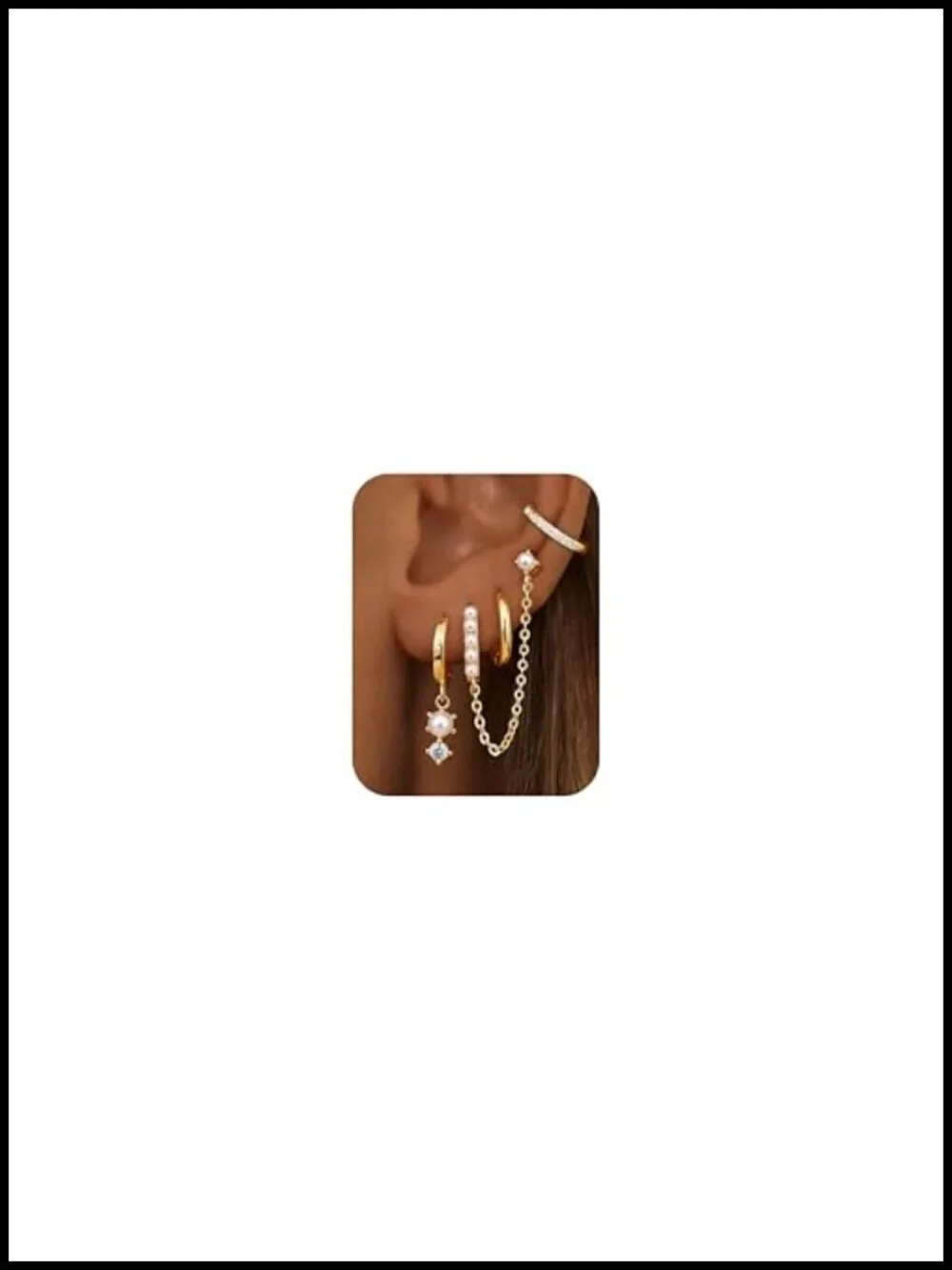 4 Pairs Small Hoop Earrings for Women 14K Gold Plated Hypoallergenic CZ Huggie